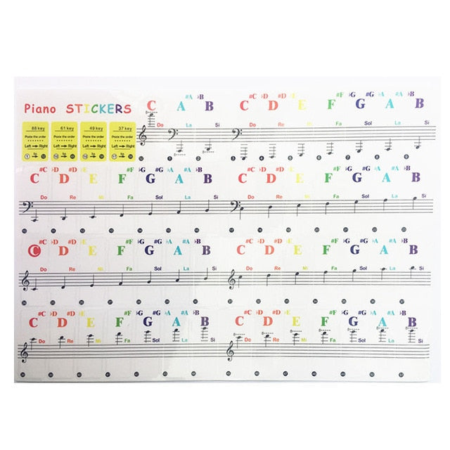 Keyboard Sticker Transparent Piano 54/61 Key Electronic Keyboard Piano Sticker  2019 New 88 Key Piano Stave Note Sticker